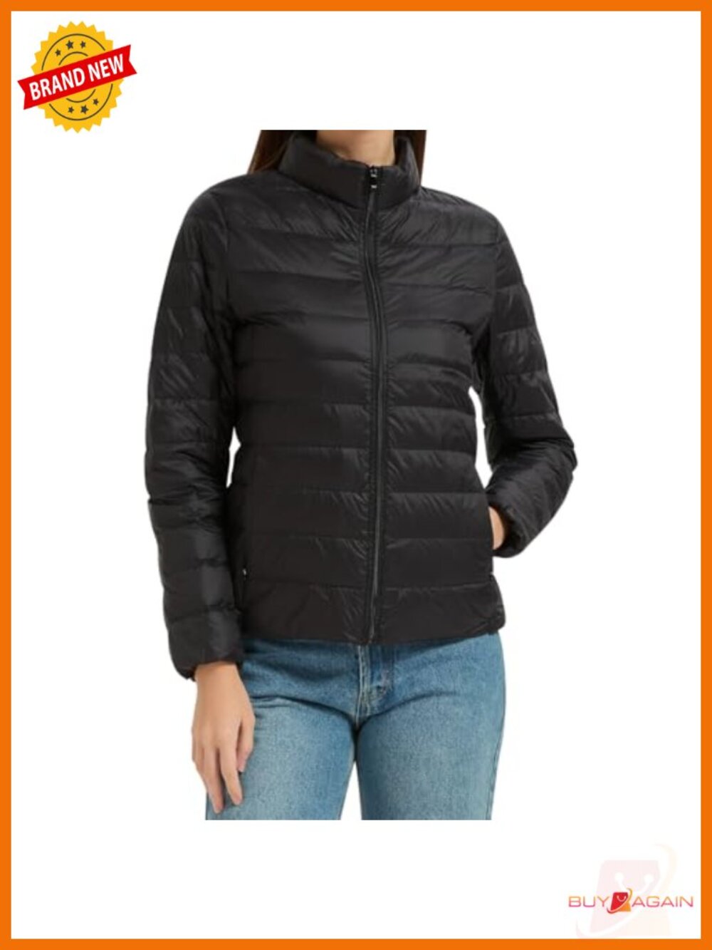 Lightweight Packable Quilted Down Puffer Jacket Stand Collar Coat